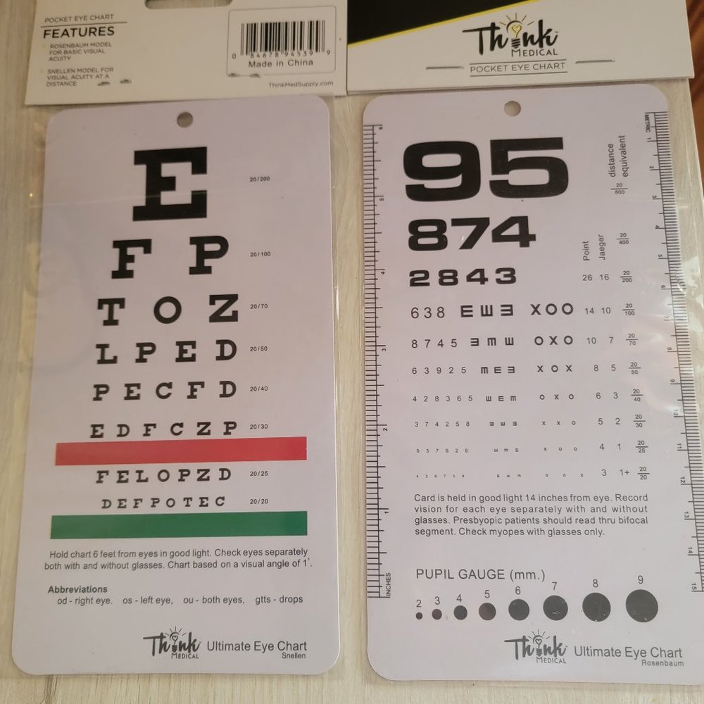 Pocket Eye chart x2